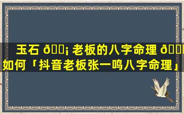 玉石 🐡 老板的八字命理 🐛 如何「抖音老板张一鸣八字命理」